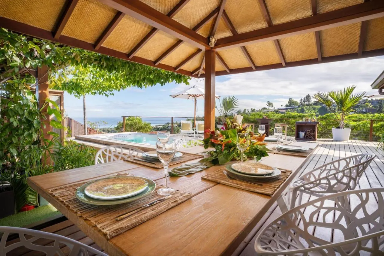 Villa Manuiti, Balinese Luxury Home - Private Swim Spa, Ocean View - Ofyr Bbq - Koi Pond Punaauia   Punaauia (Tahiti)